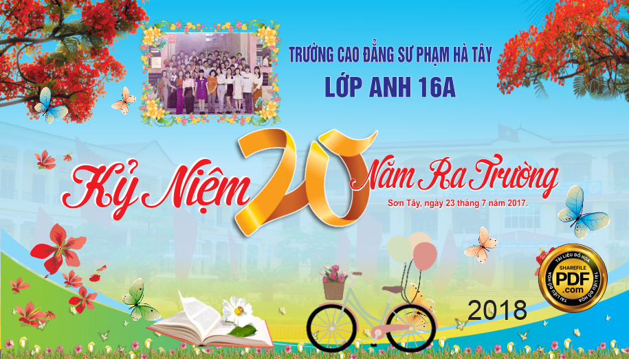 họp lớp backdrop kỷ niệm 20 năm ra trường - trường cao đẳng sư phạm Hà Tây