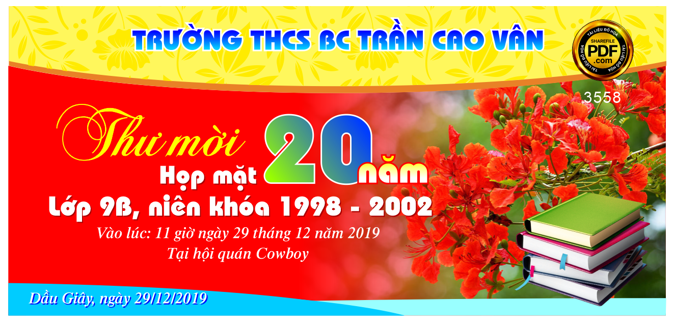 Thư mời họp mặt 20 năm trường THCS 