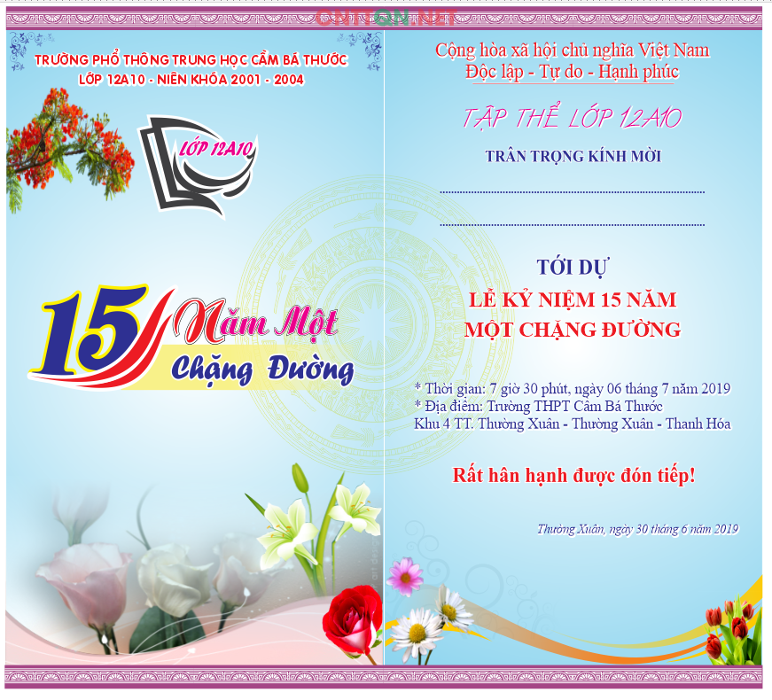 Giấy mời họp lớp 15 năm một chặng đường 2