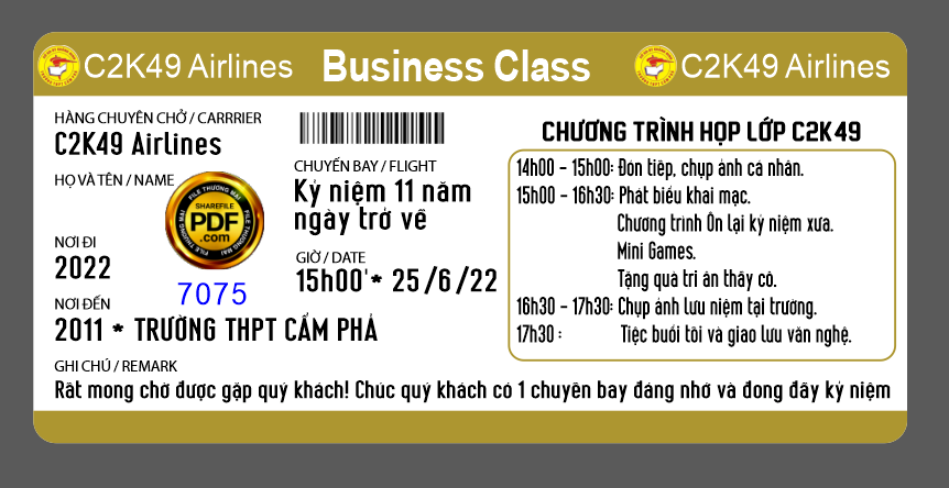 Vé máy bay họp lớp