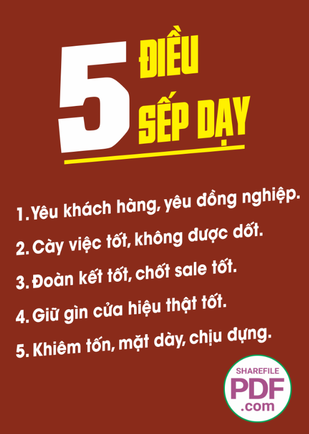 Tranh động lực treo tường 5 điều siếp dạy