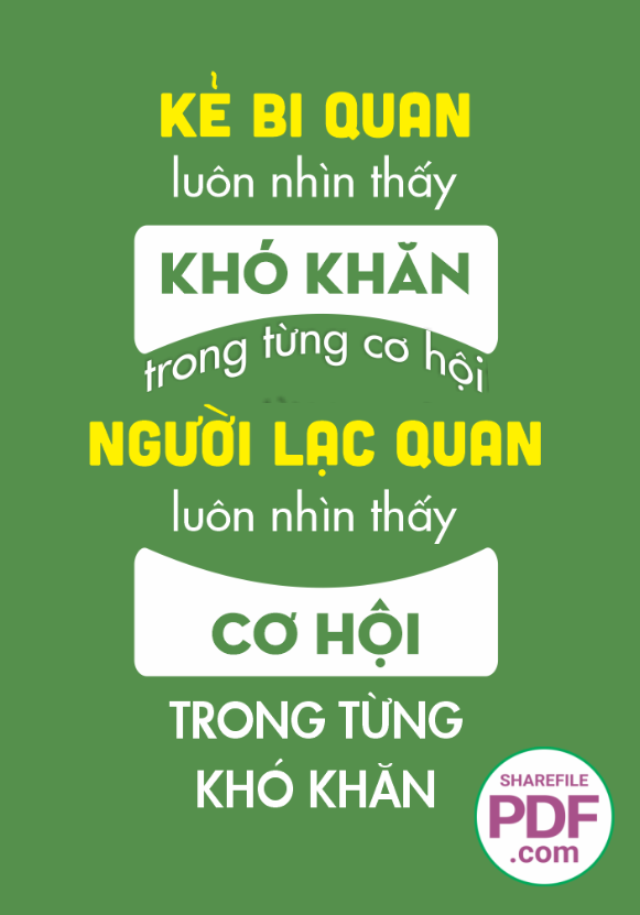 Kẻ bi quan luôn nhìn thấy khó khăn trong từng cơ hội