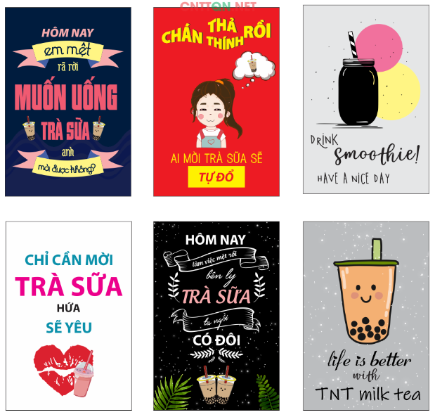 Tranh cổ động uống trà sữa