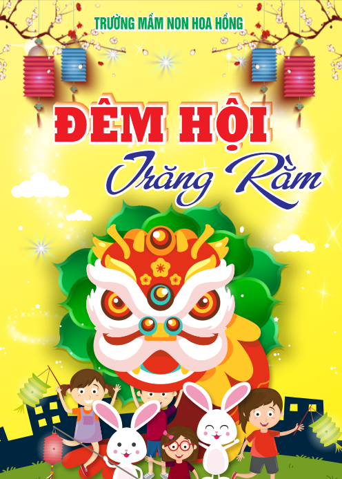 Poster đêm hội trăng rằm trường mầm non hoa hồng