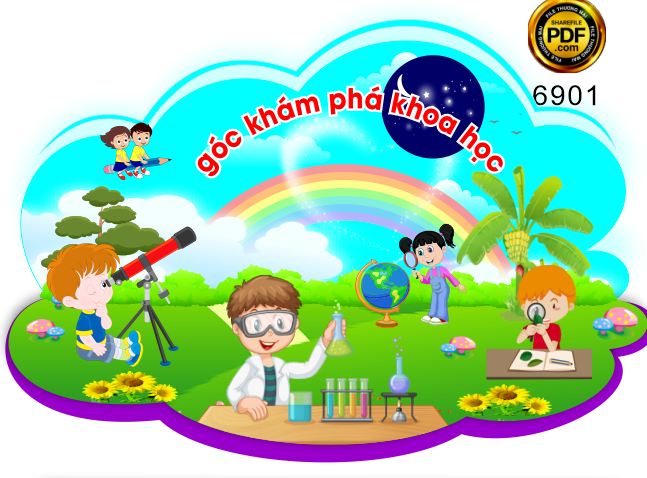 Góc khám phá khoa học trang trí trường mầm non