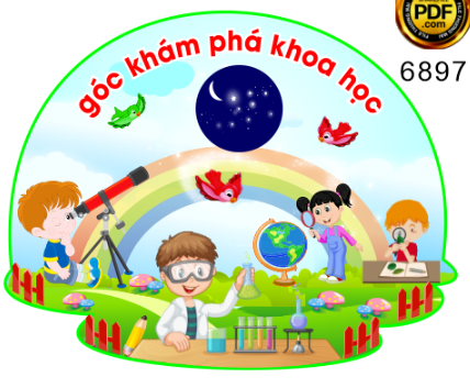 Góc khám phá khoa học trang trí trường mầm non