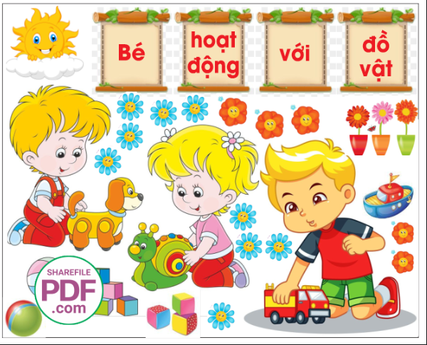 Trang trí phòng học - Bé hoạt động với đồ vật #2