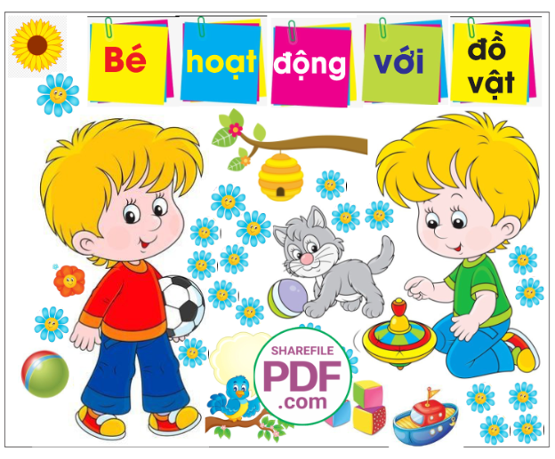 Trang trí phòng học - Bé hoạt động với Đồ Vật