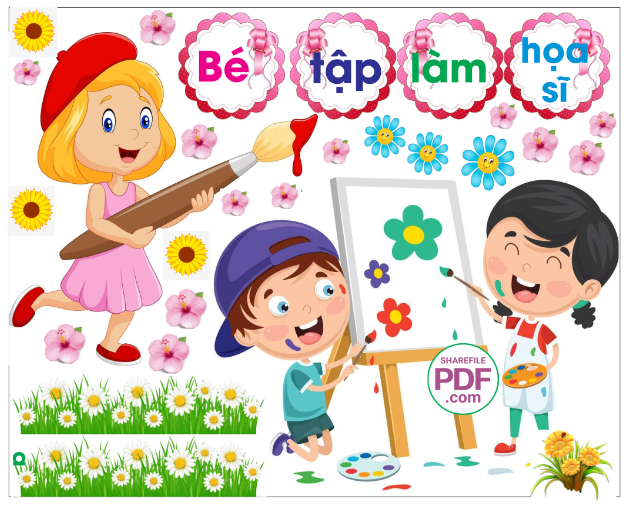 Trang trí phòng học - bé tập làm họa sĩ