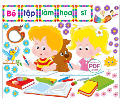 Trang trí phòng học - bé tập làm họa sĩ