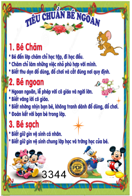 bảng tiêu chuẩn bé ngoan