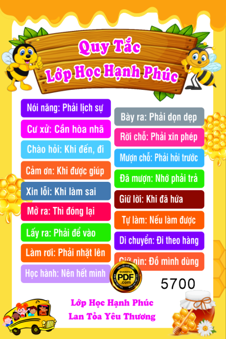 Bảng quy tắc lớp học hạnh phúc