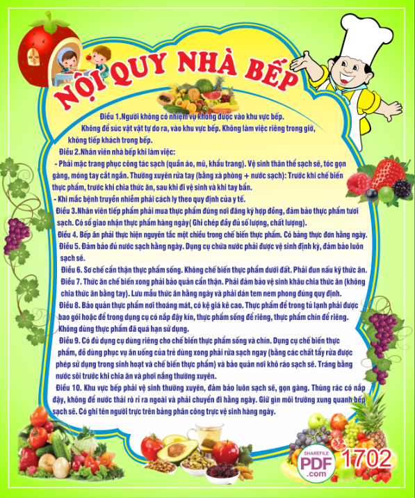 Bảng nội quy nhà bếp