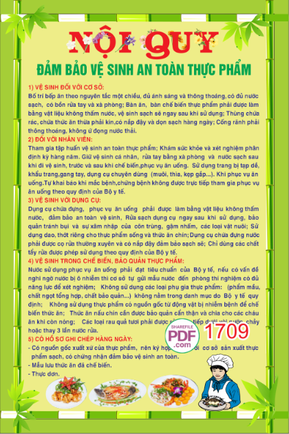 Nội quy đảm bảo vệ sinh an toàn thực phẩm