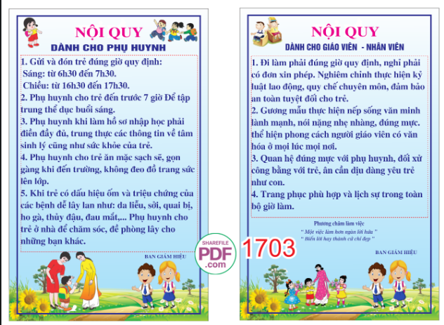 Nội quy dành cho giáo viên - nhân viên