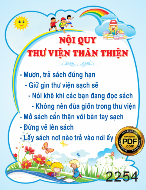 bảng nội quy thư viện thân thiện