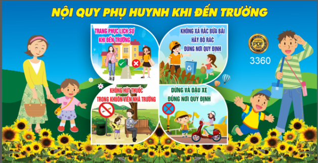 bảng nội quy phụ huynh khi đến trường