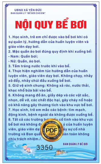 bảng Nội quy Bể bơi trường THCS