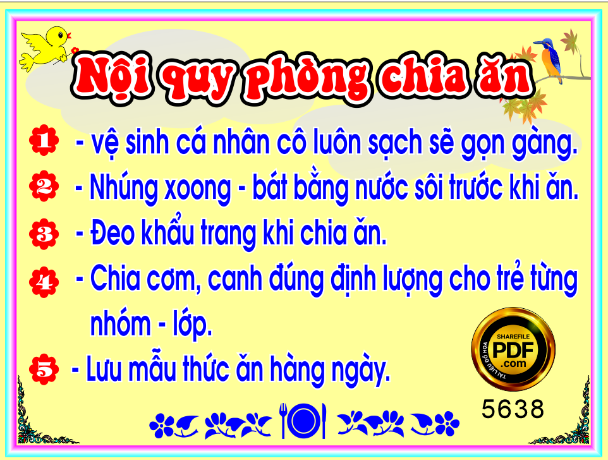 bảng nội quy phòng chia ăn trường học
