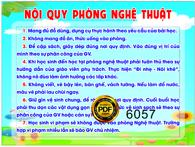 Bảng nội quy phòng nghệ thuật