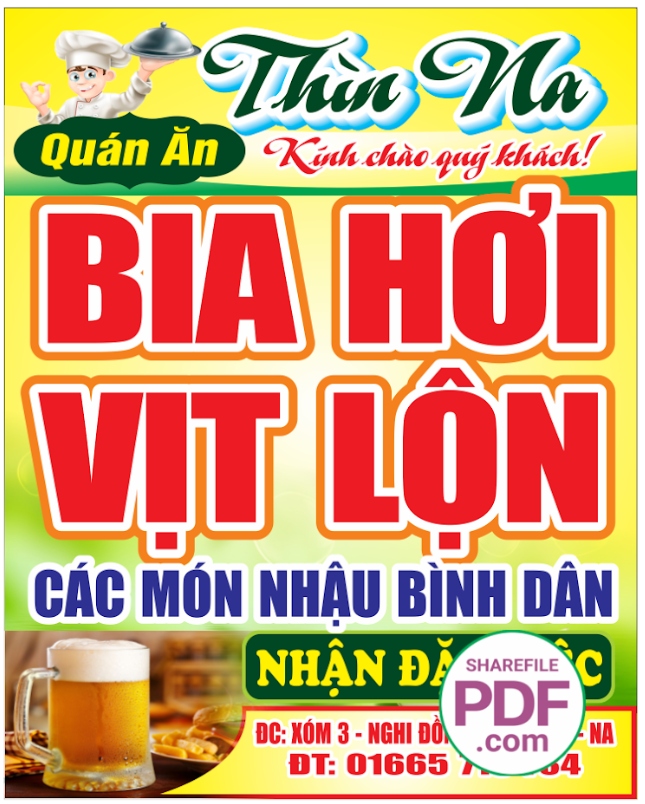 Biển Quán ăn Thìn Na - Bia hơi- Vịt lộn
