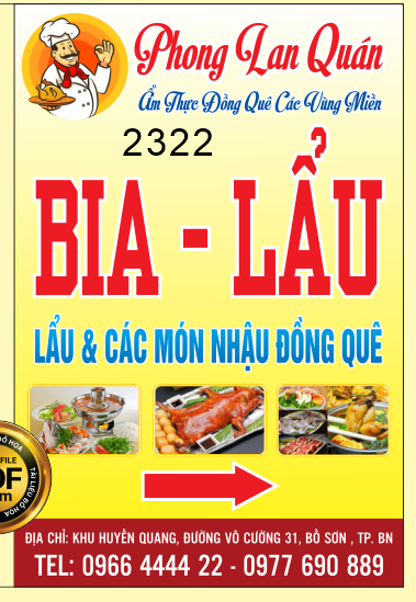 biển vẫy Phong Lan Quán - bia hơi - lẩu