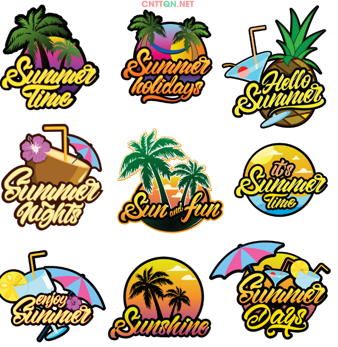 Mẫu vector in áo summer - sun and fun