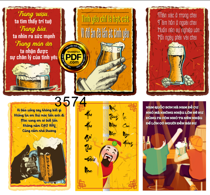 Poster beer trang tría quán bia - nhậu
