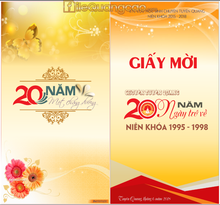 Thiết kế giấy mời kỷ niệm 20 năm ngày trở về