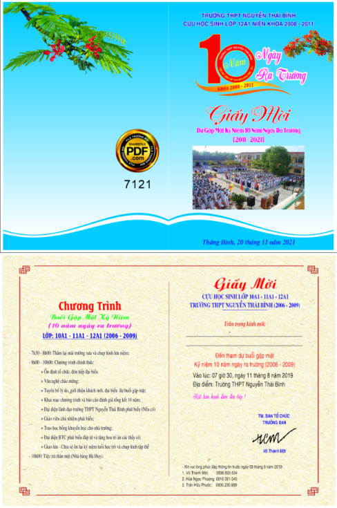 Mẫu giấy mời 10 năm ngày ra trường THPT