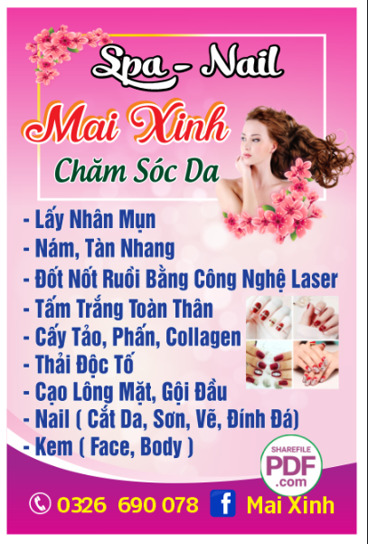 Biển Spa - nail - Mai Xinh - chăm sóc da