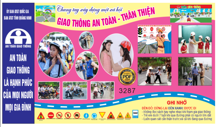 bảng an toàn giao thông treo ở cổng trường