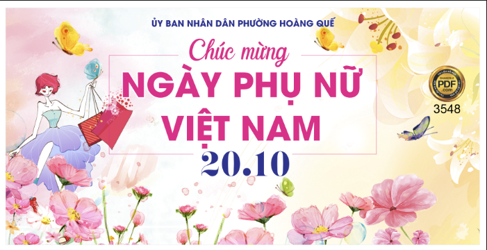 Phông chúc mừng ngày phụ nữ 20/10 Hoàng Quế