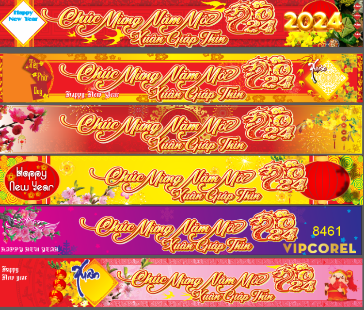 Băng rôn chúc mừng năm mới 2024 #1 file corel Băng rôn chúc mừng năm mới 2024 #1 file corel