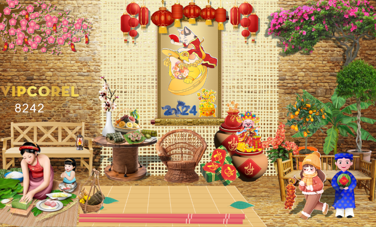 Tranh tiểu cảnh tết 2024 #4