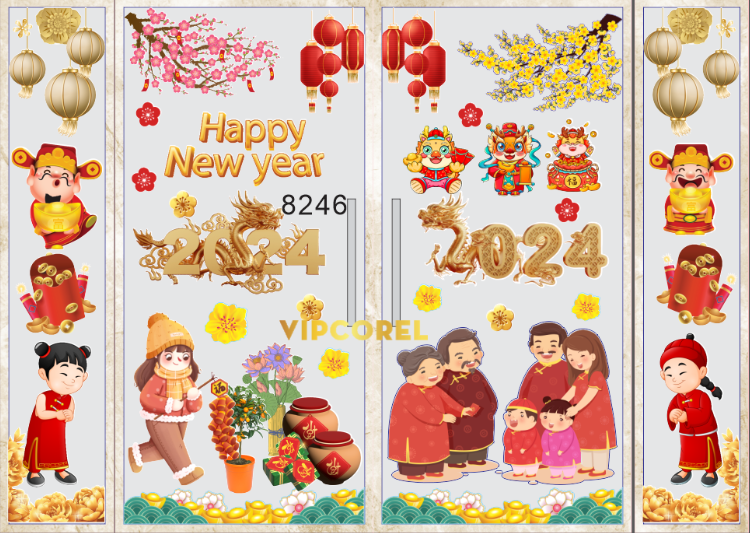 Mẫu thiết kế cửa kính ngày tết 2024 #1