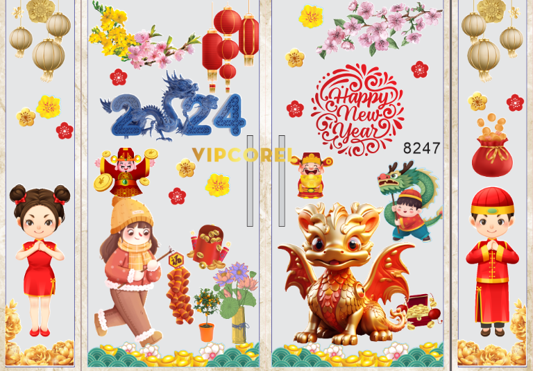 Mmẫu thiết kế cửa kính ngày tết 2024 #2