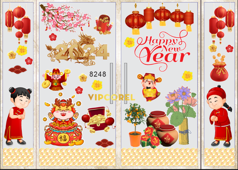 Mẫu thiết kế cửa kính ngày tết 2024 #3 