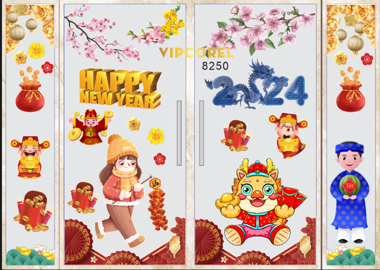 Mẫu thiết kế cửa kính ngày tết 2024 #5