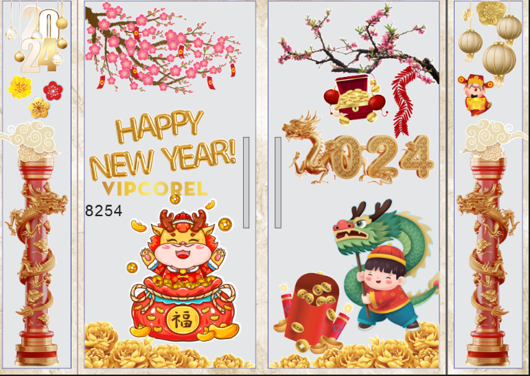 Mẫu thiết kế cửa kính ngày tết 2024 #8 