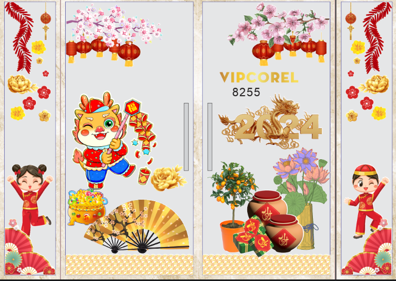 Mẫu thiết kế cửa kính ngày tết 2024 #9