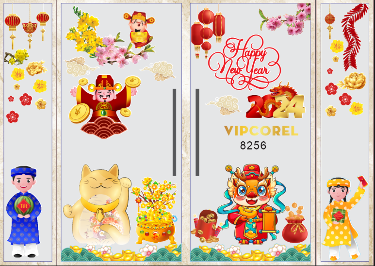 Mẫu thiết kế cửa kính ngày tết 2024 #10 