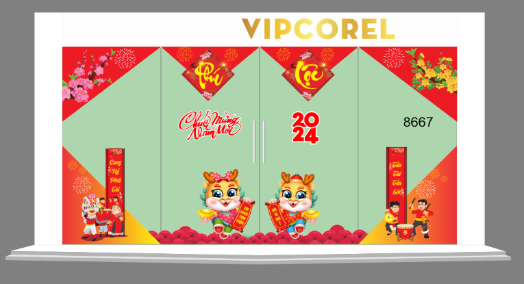 Decal dán cửa kính chúc mừng năm mới 2024 #1