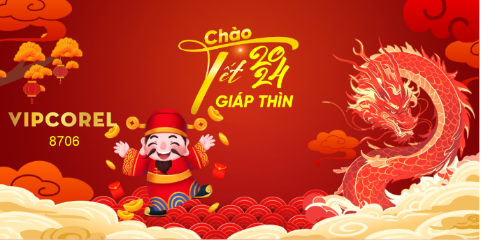 Backdrop chào xuân 2024 Giáp Thìn #37 file corel