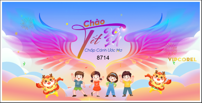 Backdrop chào tết 2024 - chắp cánh ước mơ #45