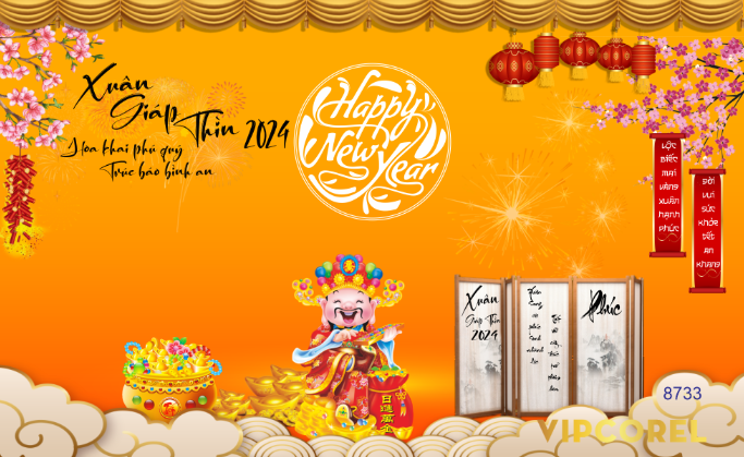 Backdrop happy new year xuân Giáp Thìn 2024 #64