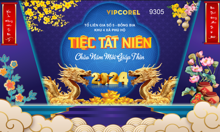 Backdrop tiệc tất niên chào năm mới Giáp Thìn 2024