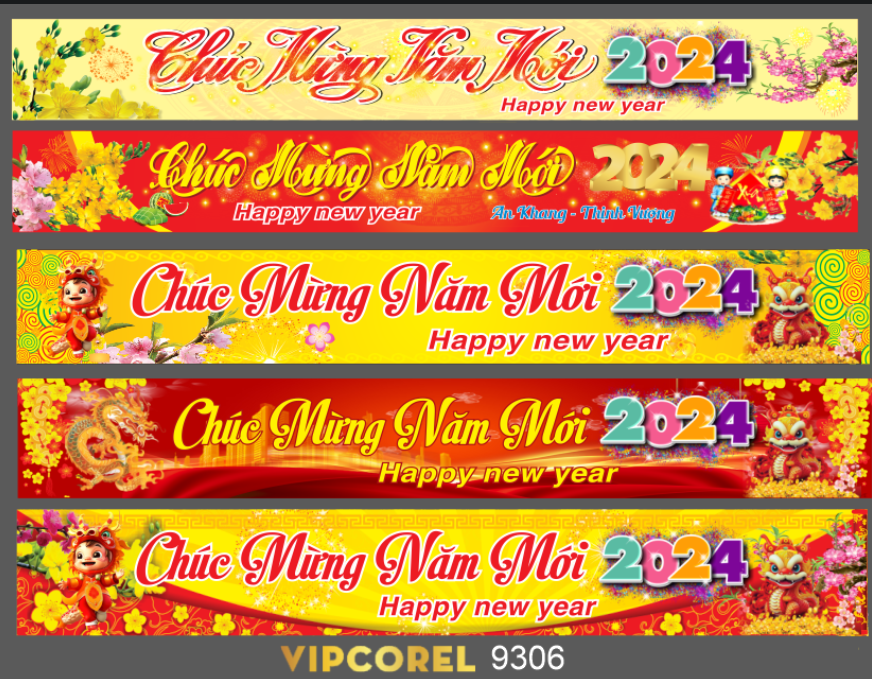 Băng rôn chúc mừng năm mới 2024 vector #5 Băng rôn chúc mừng năm mới 2024 vector #5