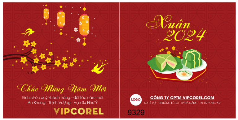 Thiệp chúc mừng năm mới xuân 2024 vector #5