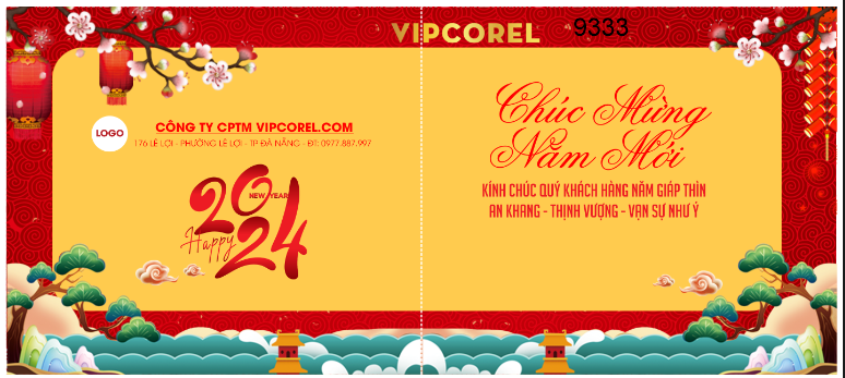 Thiệp chúc mừng năm mới xuân 2024 vector #9